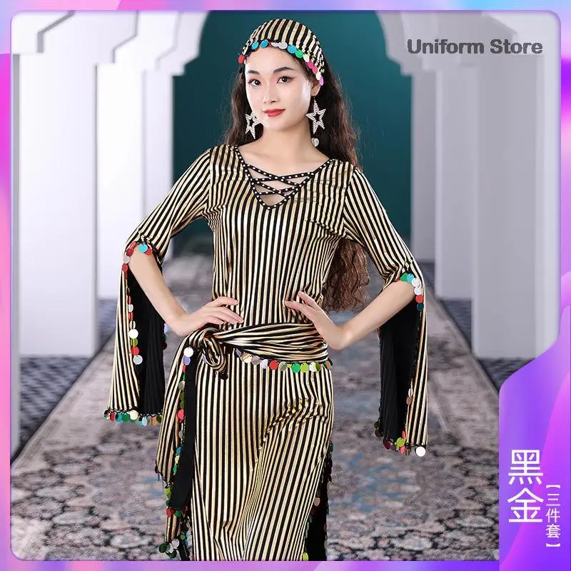 Costumi Di Danza Del Ventre Robe Milk Silk Gold Paillettes Abiti Da Ballo Baladi Folk Custom 2023 Baladi Shaabi Oriental Dance Clothes
