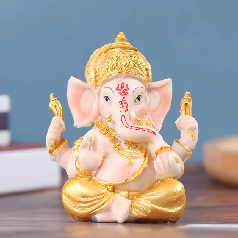2022 New Creative Elephant God Figurine Desktop Resina Indù Fortuna E Ricchezza Art Statue Ornament Cute Home Decoration