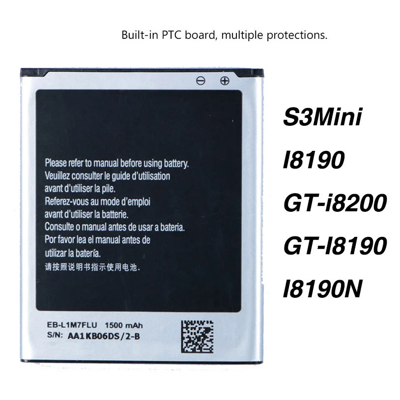 Original Eb-L1M7Flu Battery For Samsung  Galaxy S3 Mini S3Mini I8190 Gt-I8200 Gt-I8190 I8190N Nfc 1500Mah