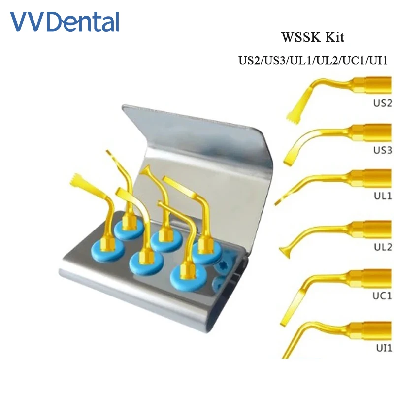 Vvdental Dental Kit Di Punte Per Chirurgia Piezoelettrica Compatibile Con Mectron/Woodpecker Manipolo Us2/Us3/Ul1/Ul2/Uc1/Ui1 Odontoiatria