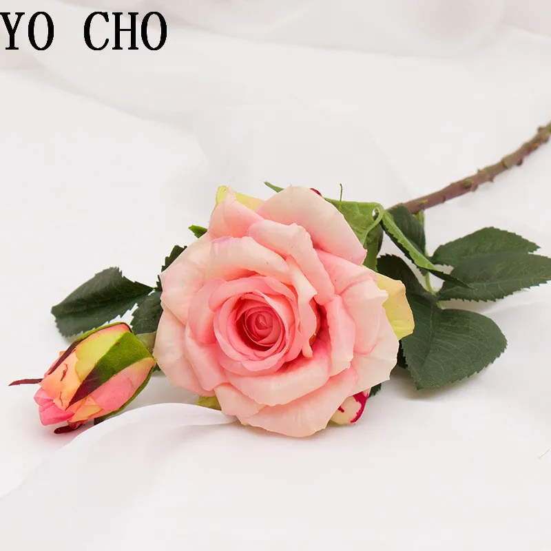 Yo Cho Rosa Fiori Finti Fiori Di Rosa Della Decorazione Della Casa Fiore Artificiale 2 Testa Di Rose Fiori Artificiali Fiori Artificiali Fiori Di Seta