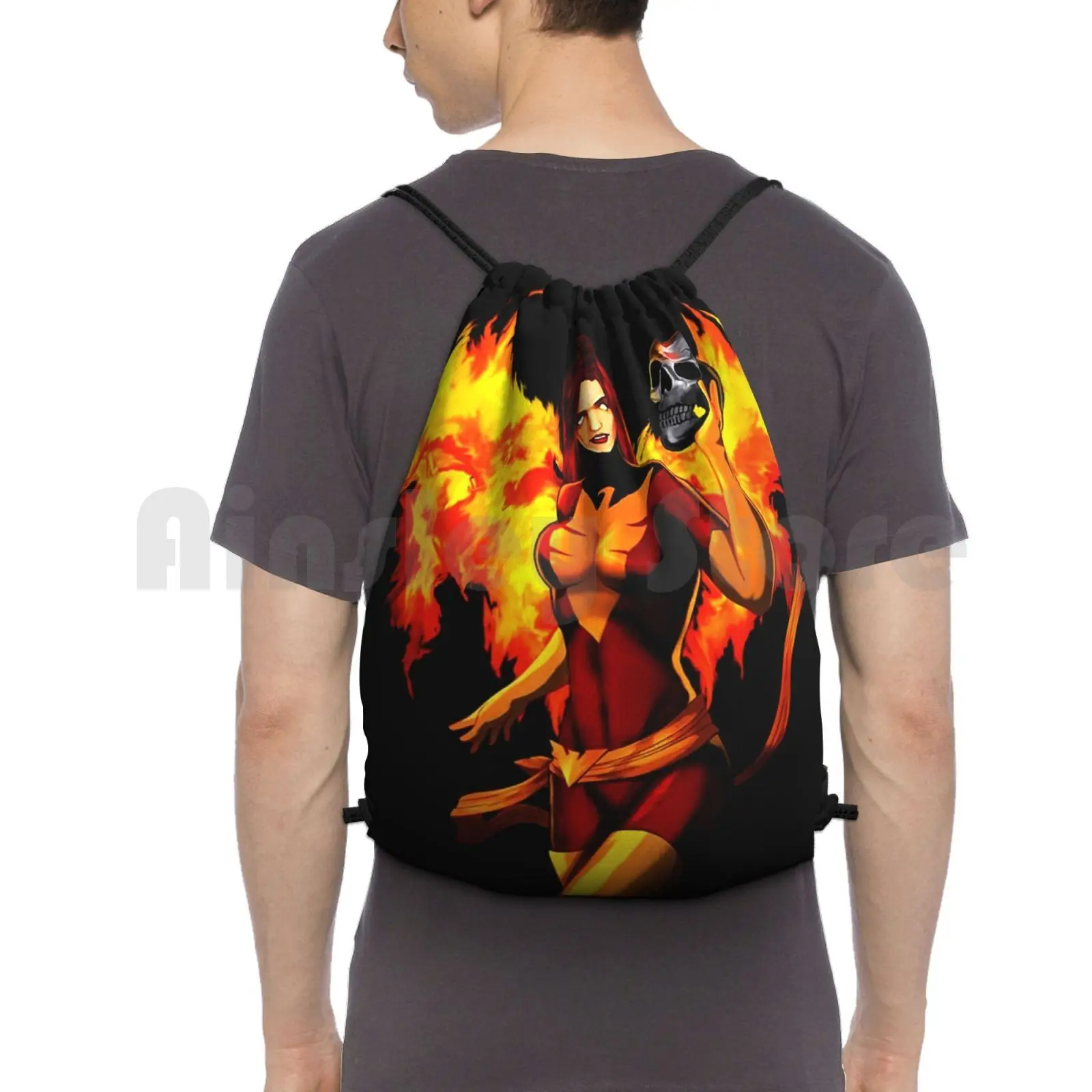 Zaino Girl On Fire Borse Con Coulisse Borsa Da Palestra Impermeabile Hero Evil Fire Skull Evil In Super Hero Classic Cult Movie
