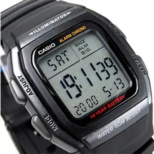 Casio Digital Man Watch W-96H-1Bv Allarme Multiplo 10 Anni Cronometro Batteria 50M Resistente All'Acqua