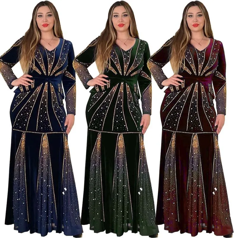 2024 New African Diamond Velvet Dress Gonna Da Donna Lunghezza: 152Cm Busto: 100Cm