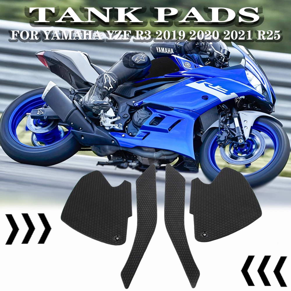 For Yamaha Yzf R3 R25 2019-2021 Snake Skin Tank Pads Motorcycle Accessories Protector Stickers Decal Knee Side Fuel Traction Pad