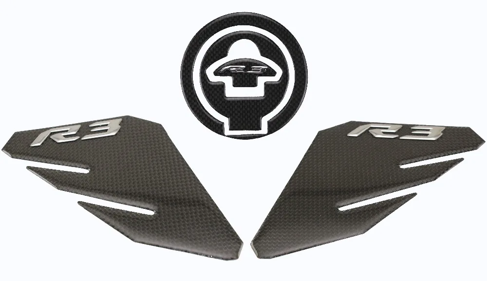 Kodaskin Protezione Del Motociclo Di Carbonio Tank Pad Protector Sticker Decal Emblem Pinza Stomp Grips 3D Sollevato Per Yamaha Yzf R3