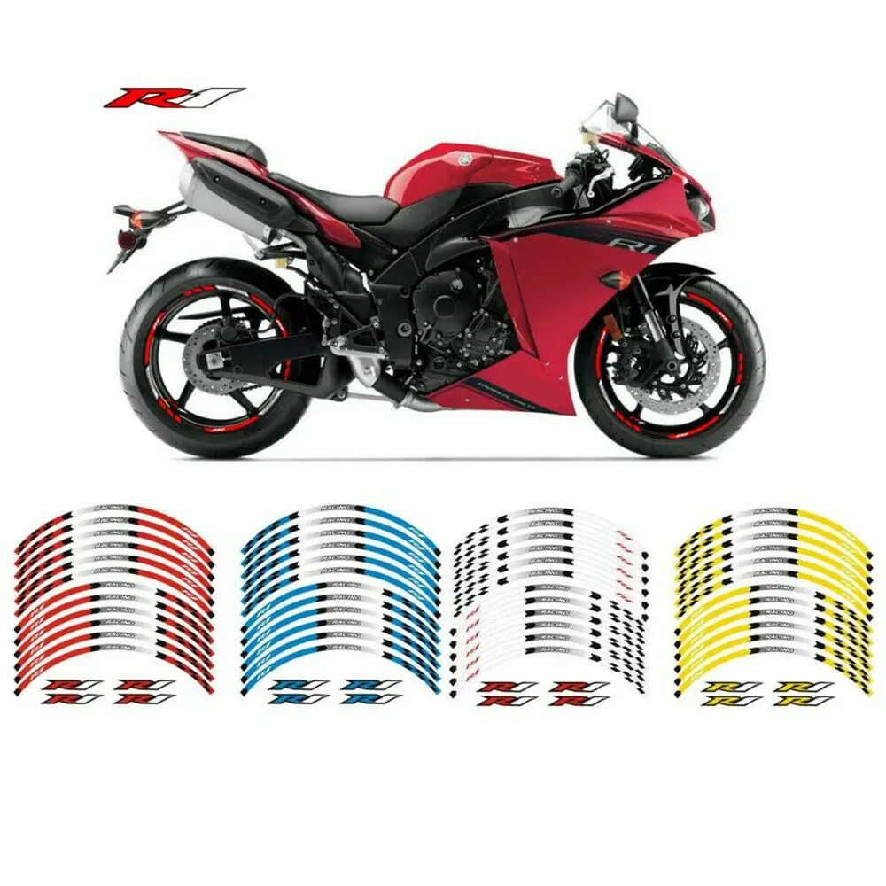 Per Yamaha Yzf R25 Yzf-R25 17-21 Yzf R6 Yzf-R6 99-21 Yzf R3 Yzf-R3 15-22 Yzf R1 Yzf-R1 98-21 17 "Rim Riflettente Wheel Sticker