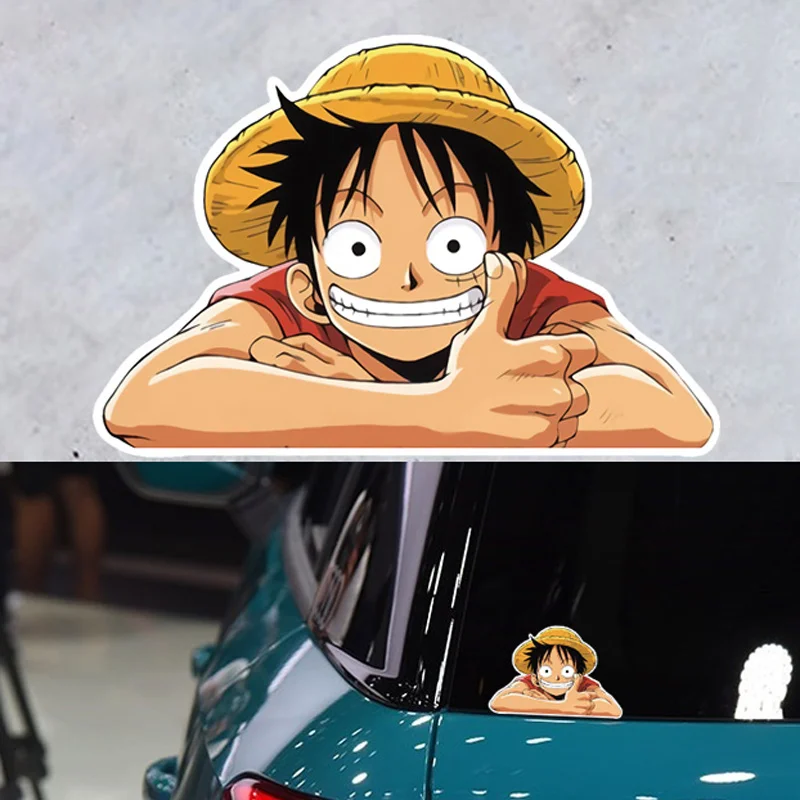 Funny Rufy Peeking At Window Stickers One Piece Anime Stickers Adesivo Per Finestra Per Laptop Impermeabile