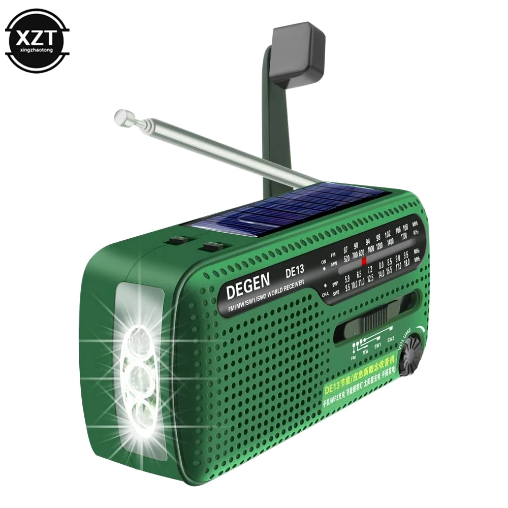 2022 Degen De13 Fm Am Sw Manovella Dinamo Energia Solare Radio Di Emergenza Ricevitore Globale Di Alta Qualità Vs Tecsun Pl-310Et Vs Panda 6200