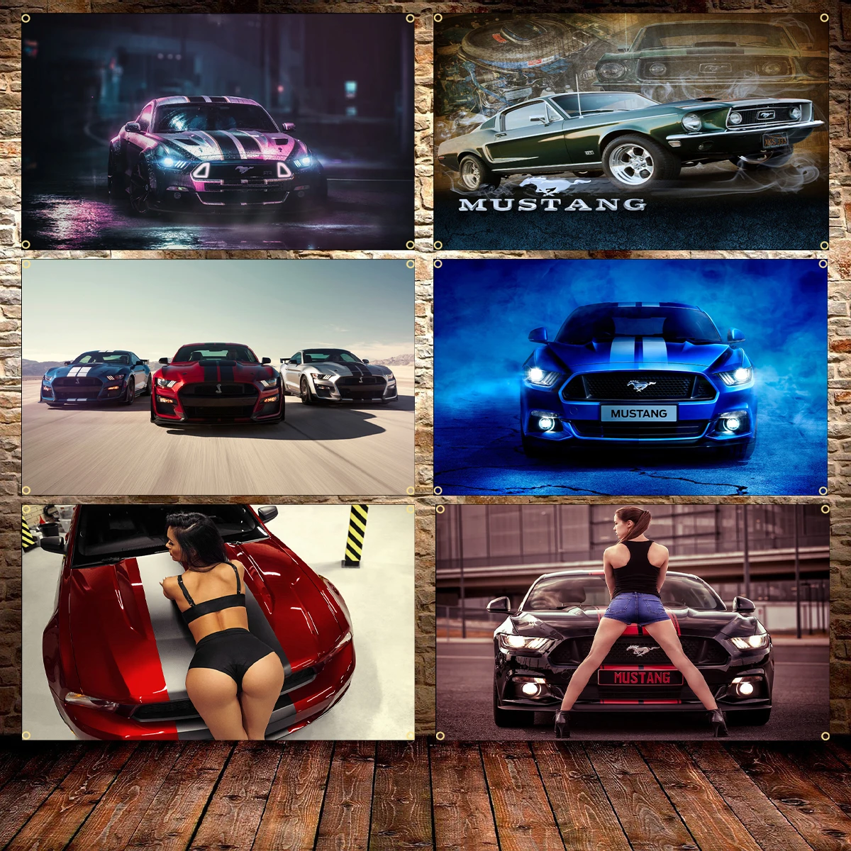 90 X150Cm Ford Mustang Flag Classic Retro Vintage American Car Poster Club Printing Banner Arazzo Passacavo In Ottone