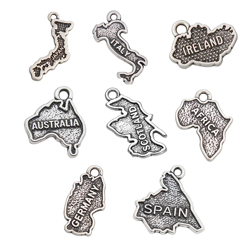 10 Pz Lega Germania Scozia Italia Spagna Irlanda Africa Australia Irlanda Paese Mappa Charms