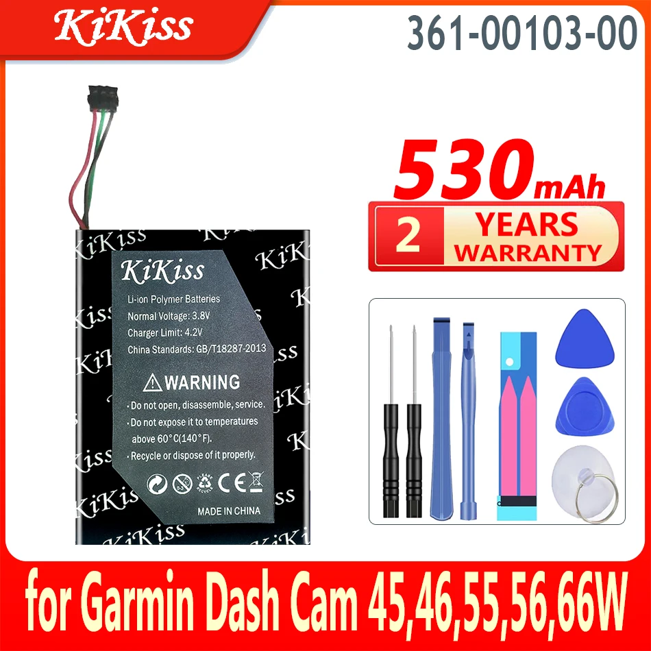 Batteria Kikiss 530Mah 361-00103-00 Per Garmin Dash Cam 45 46 55 56 66W Registratore Di Guida