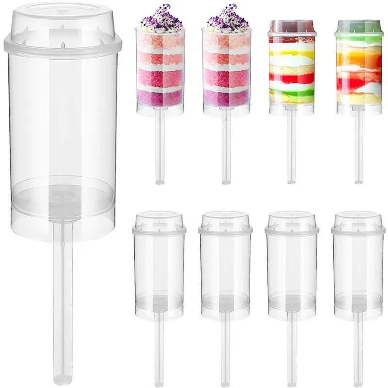 20/40 Pezzi Push Up Cake Shooter Forma Rotonda Porta Torta Trasparente Push Pops Contenitori In Plastica Con Coperchi Per Lo Stampaggio Di Cottura Del