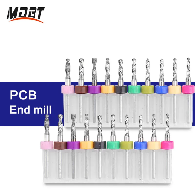 10Pcs Pcb Drill Bits Set Spiral Carbide 0.3Mm-1.2Mm Mini Drill Bit 1/8" Shank For Print Circuit Board Stone Dremel Jewelry