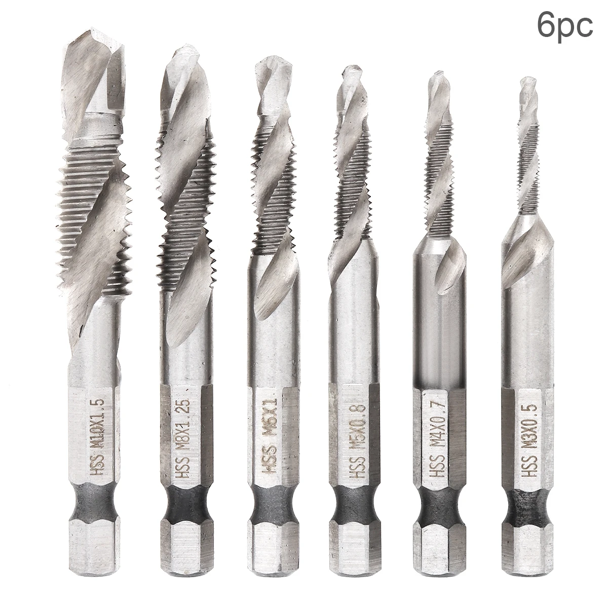 Drill Bit 6 Pcs Hex Shank Hss Screw Screw Point Metric Thread Male Drill Twist Drill Bit Set Cutting Drilling Polishing Tool