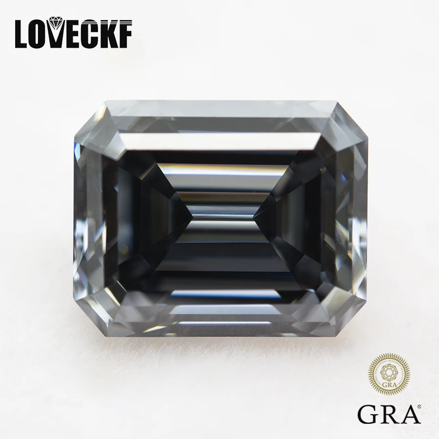 Top Grey Moissanite Stone Emerald Cut Gra Certified Moissanita Diamond Gemstone Vvs1 Pass Diamond Tester Moissanite Loost Stone