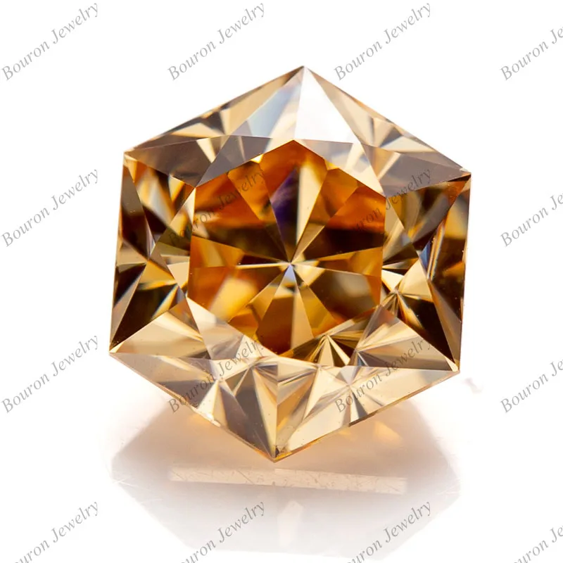 Champagne Hexagon Cut Moissanite Pietra Preziosa Sciolta Gra Pass Moissanite Diamond Tester Stones
