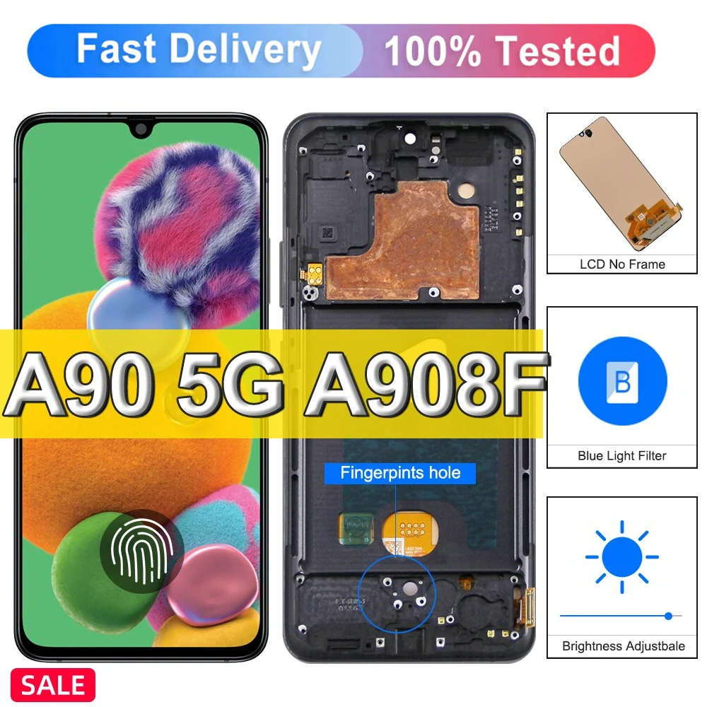 Lcd Da 6.7 "Per Samsung A90 5G Display Touch Screen Sostituzione Del Gruppo Con Cornice Per Samsung A90 Sm-A908B Sm-A908N