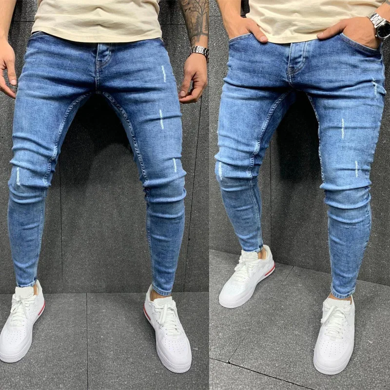 Pantaloni Della Tuta Da Uomo Nuovi Pantaloni Jeans Con Buco Sexy Pantaloni Casual Autunnali Da Uomo Strappati Skinny Elasticizzati Pantaloni Slim Bike