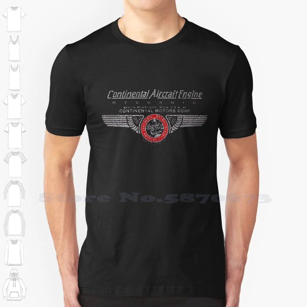Continental Air Mechanic Custom Funny Vendita Calda Tshirt Continental Air Mechanic Pilot Piper Mooney Cessna Plane Engine Vintage