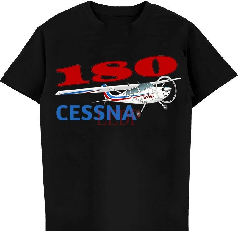 Cessna 180 (Rosso Blu) T-Shirt Aereo Uomo Donna Camicia