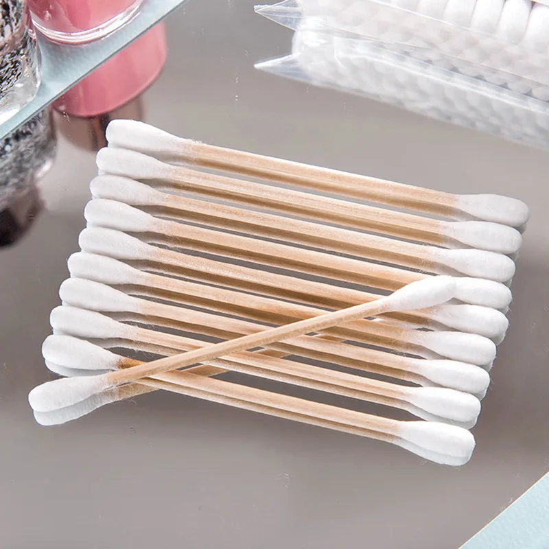 Hot Double Head Cotton Fioc Women Makeup Cotton Fioc Tip Nuovi Bastoncini Di Legno Naso Orecchie Pulizia Strumenti Sanitari