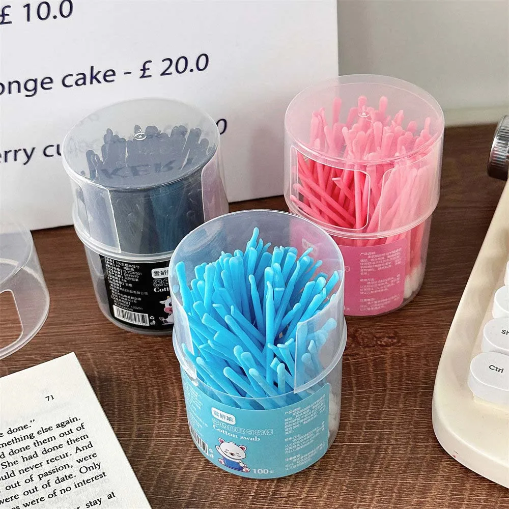 100 Pz/Set Cotton Fioc Ear Scoop 2 In 1 Curette In Plastica Ear Pick Cleaner Cucchiaio Detergente Per Le Orecchie Trucco Cotton Fioc Tip