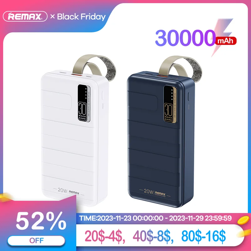 Remax 22.5W Power Bank 30000Mah Qc Pd 20W Qc Ricarica Rapida Powerbank Batteria Esterna Per Huawei Iphone Xiaomi