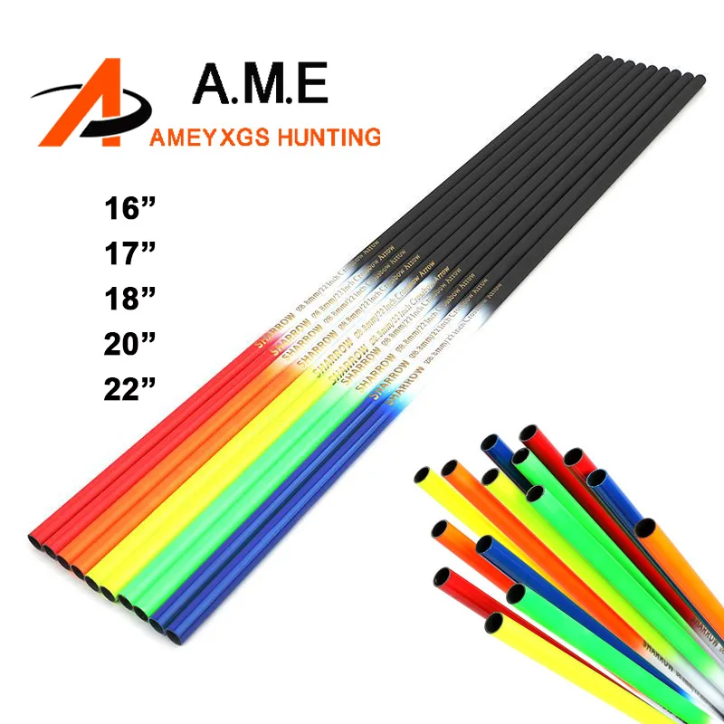 Tiro Con L'Arco In Carbonio Balestra Freccia Bulloni Albero 16 17 18 20 22 Pollici 6/12 Pezzi Per 120Lbs Arco Id7.6Mm Od8.8Mm Caccia Tiro