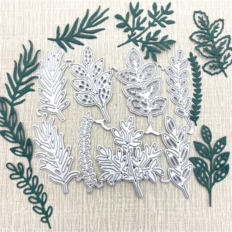 8Pcs/Lot Pretty Leaves Metal Cutting Dies Stencil  Cut Scrapbooking Craft Stamps Diy Album Paper Cards Embossing