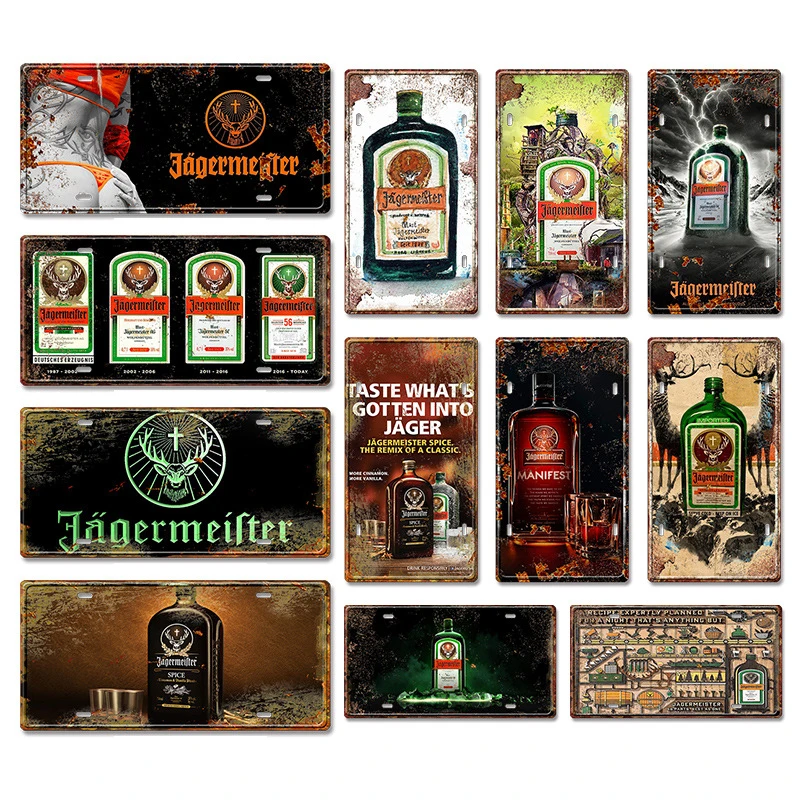Jagermeister Lices Plate Vintage Metal Platform Alcohol Tin Signs Yege Holy Deer Wine Metal Plate Pub Bar Man Cave Wall Decor
