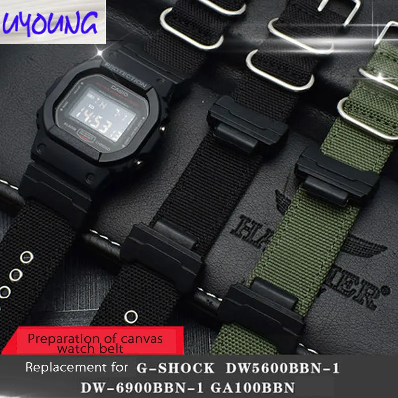 Orologio Classico In Tela Nera Per Cso G-Shock Dw-5600 Dw6900 Dw5035 Cinturino Per Orologio 16Mm