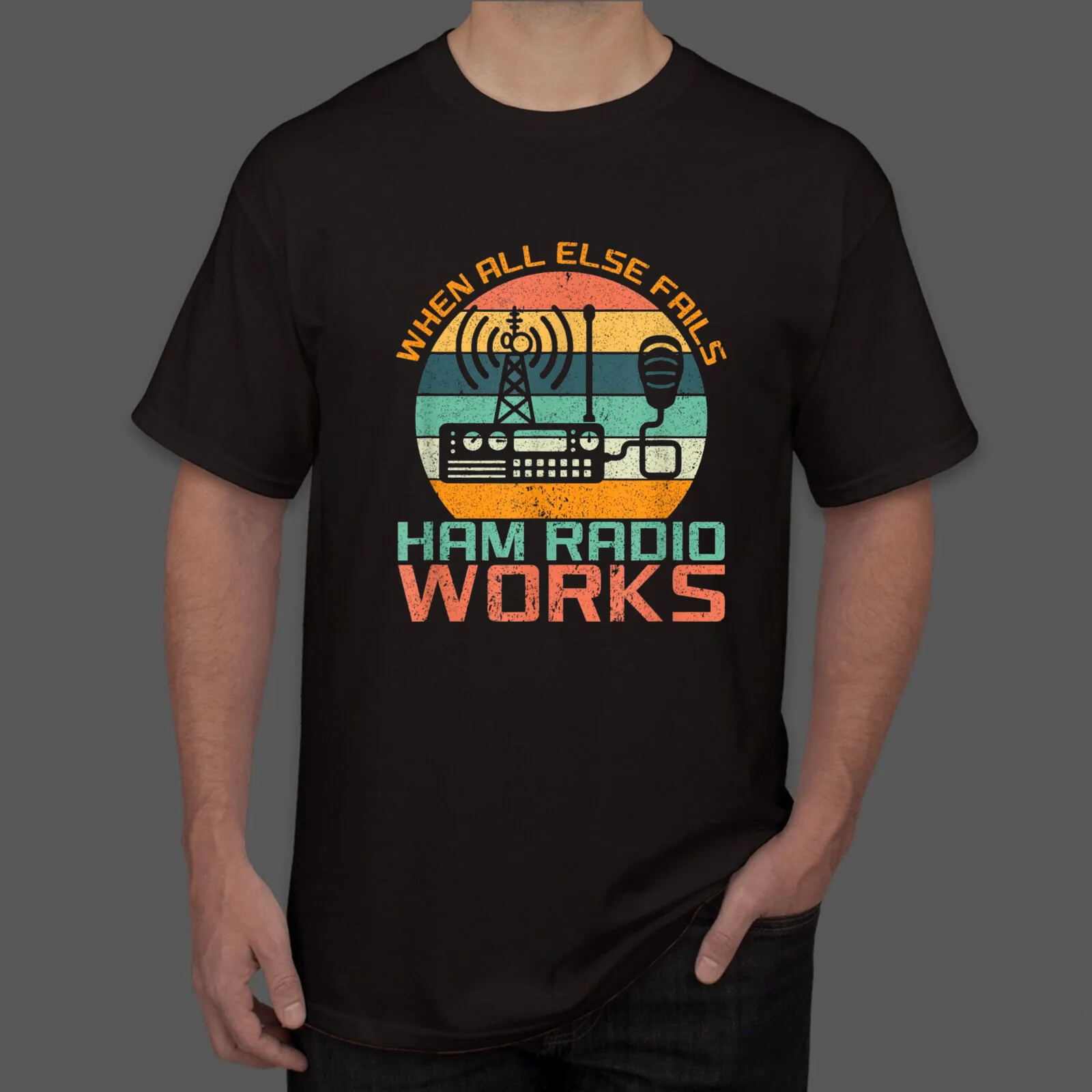 Nuovo Vintage Quando Tutto Il Resto Non Funziona Ham Radio Funziona T-Shirt Radioamatoriale S-3Xl Maniche Lunghe O Corte