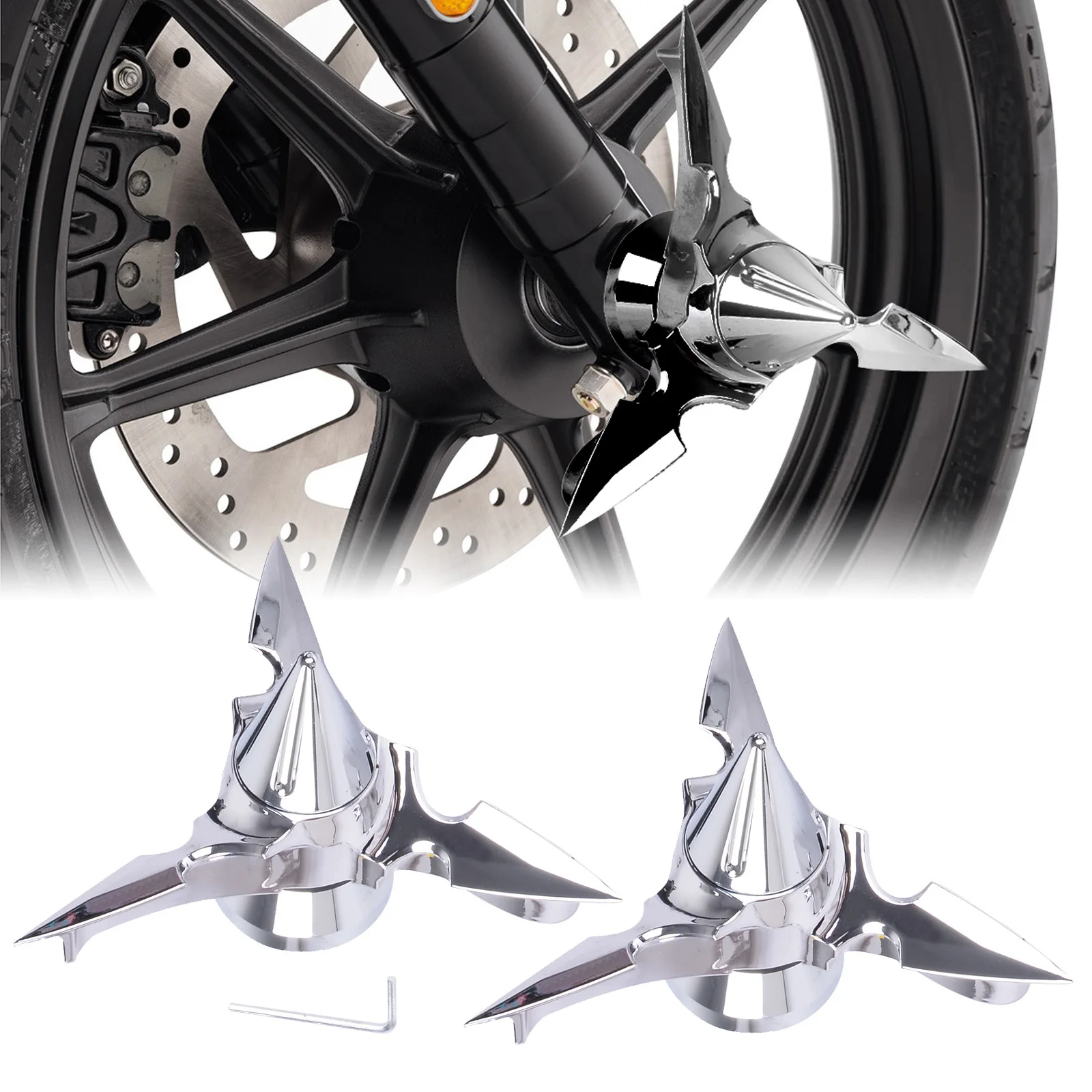 Moto Spun Blade Spinning Axle Caps Covers Per Harley Sportster Softail Touring Dyna Road Glides Electra Glides Vrsc Xg
