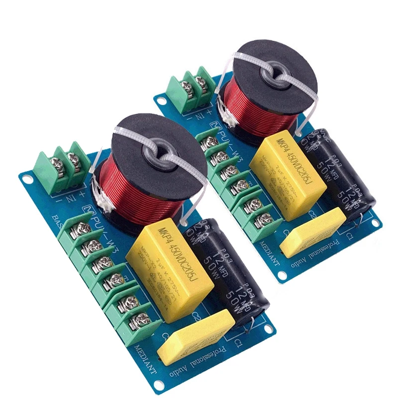 2 Pz 200W 3-Way Audio Hifi Filtro Circuito Altoparlante Stereo Filtri Crossover Treble/Bass 3 Unità Divisori Di Frequenza