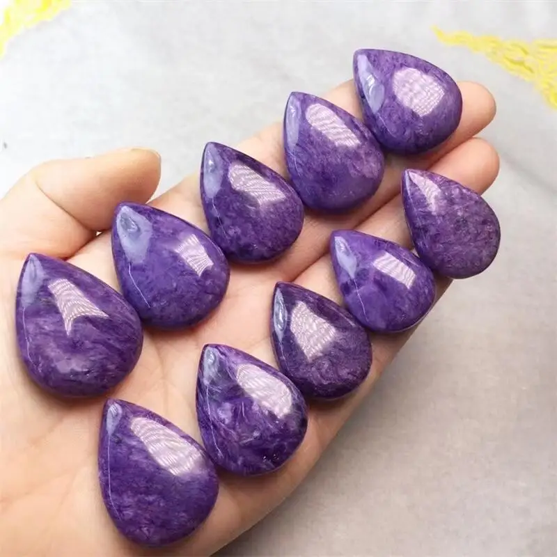 29-33Mm Natural Charoit Teardrop Pendant Healing Lucidatura Per Fare Gioielli Da Donna In Cristallo Blu Eleganza Fai Da Te 1 Pz