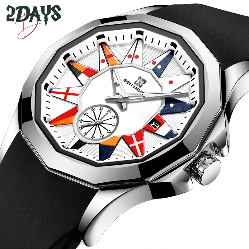 Ben Nevis Sport Watch Uomo Bandiera Nautica Cronografo Multifunzione Data Orologio Al Quarzo Cinturino In Silicone Militare Relogio Maschile