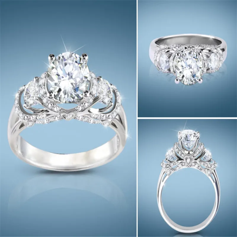 Nuovi Gioielli Di Moda Semplice Uno Due Piccoli Zirconi Bianchi Anello Da Donna Fidanzamento Regalo Di Anniversario Di Matrimonio
