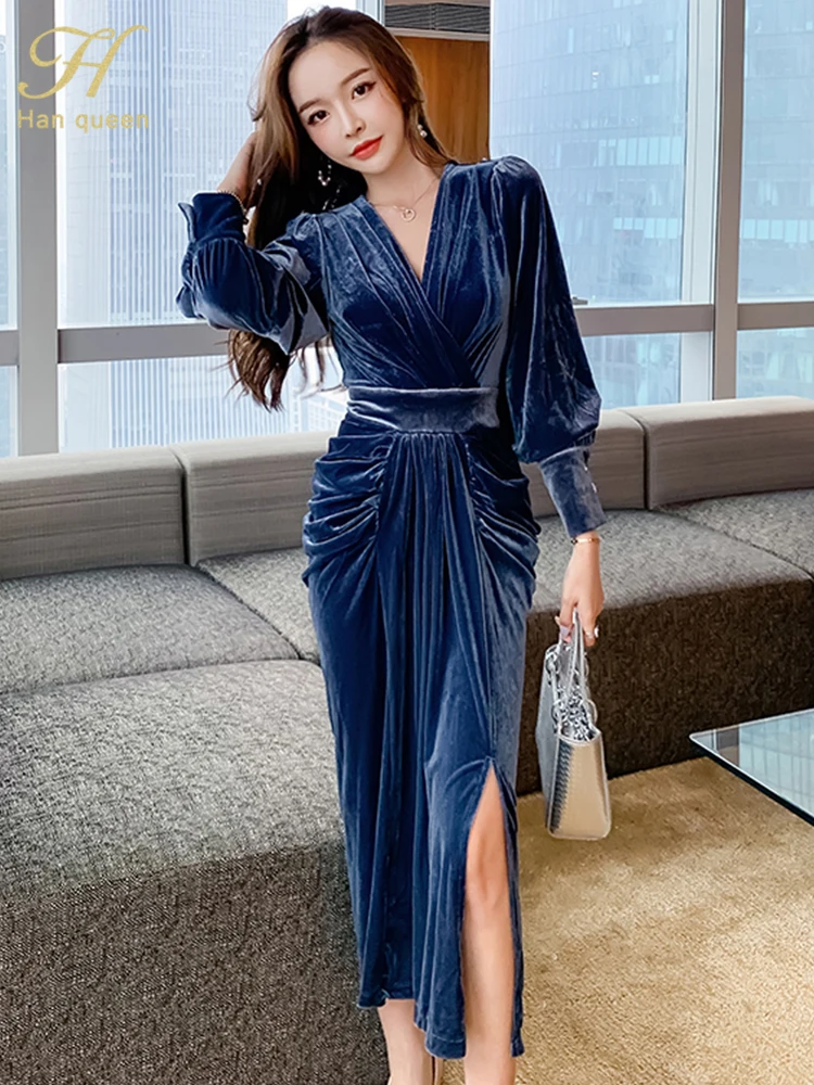H Han Queen Elegante Abito A Tubino Con Scollo A V E Scollo A V Abiti Da Tubino Invernali Da Donna Abiti Da Lavoro Aderenti Aderenti A Metà Altezza