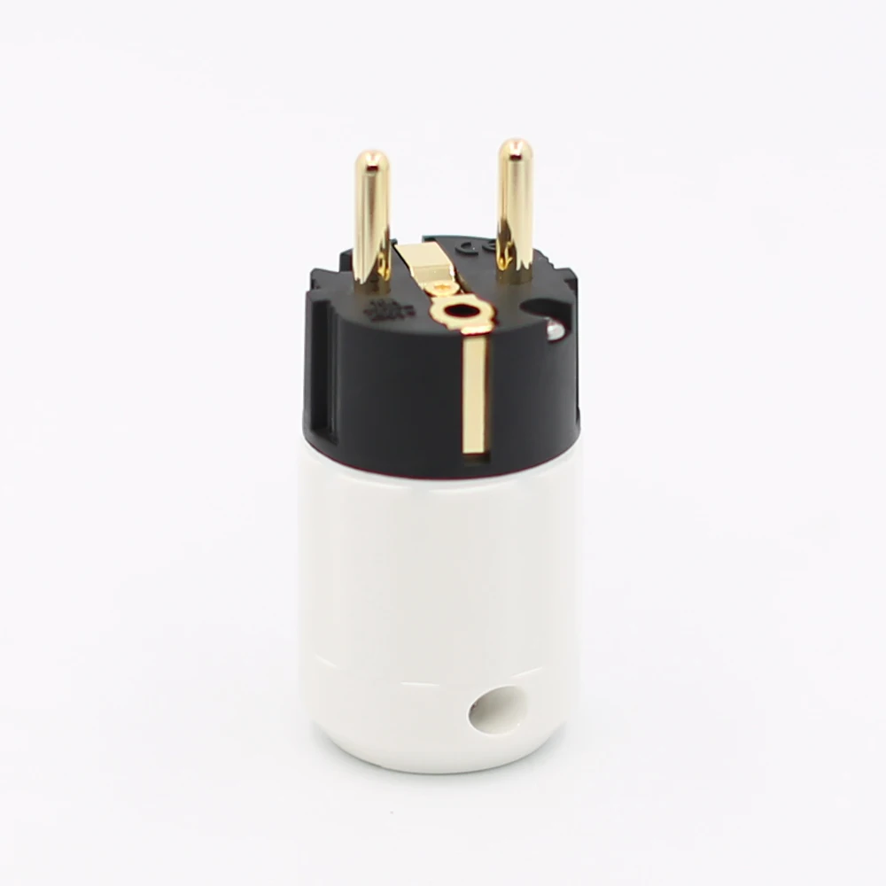 Spina Maschio Schuko Placcata Oro 24K 2 Pezzi Hifi Eu Power Plug Hifi