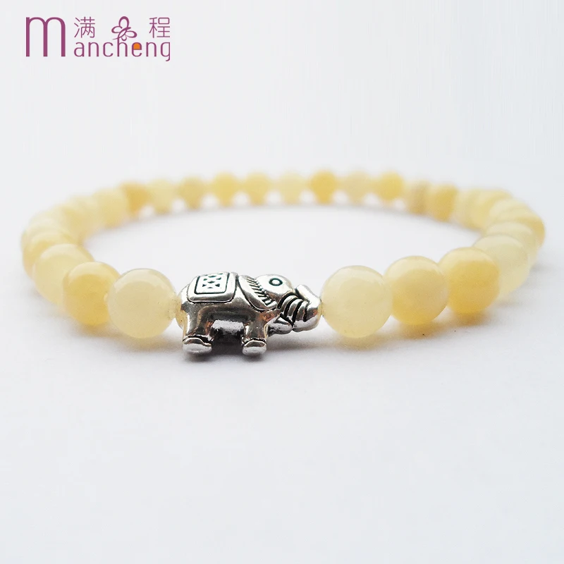 Fnaf 2 Rupee Item Vintage Boho 6Mm Natural Soft Yellow Jade Beads Charm Elephant Bracciale Femme Women Jewelry Dropshipping