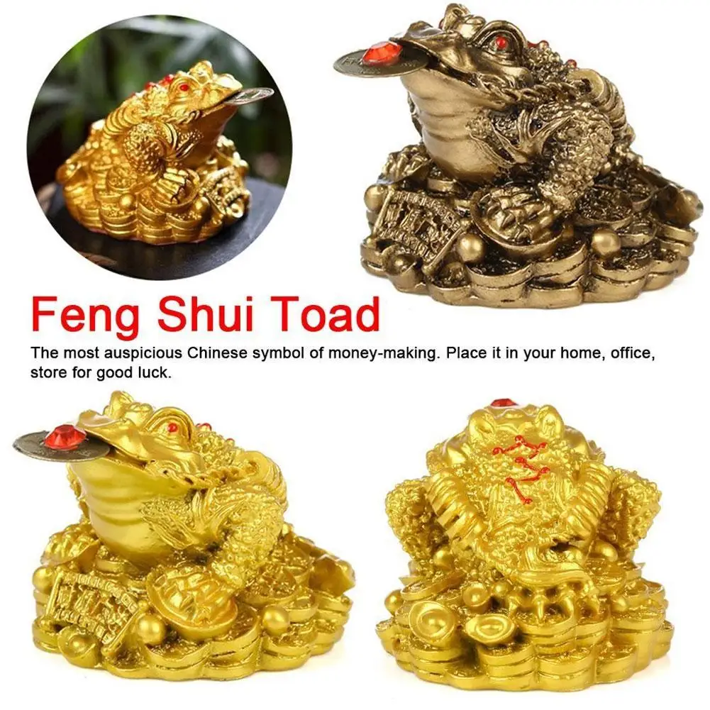 New Gold Toad Money Fortune Wealth Chinese Lucky Golden Tabletop Home Lucky Toad Office Gifts Decorazione Ornamenti K4E4