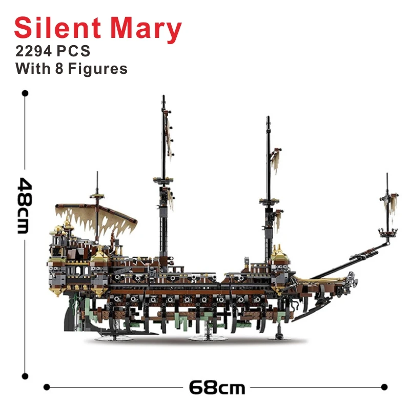 Building Blocks Modello Di Barca Imperial Flagship The Pirate Silent Mary Bricks For Kids Regalo Di Natale Compatibile 16042 71042
