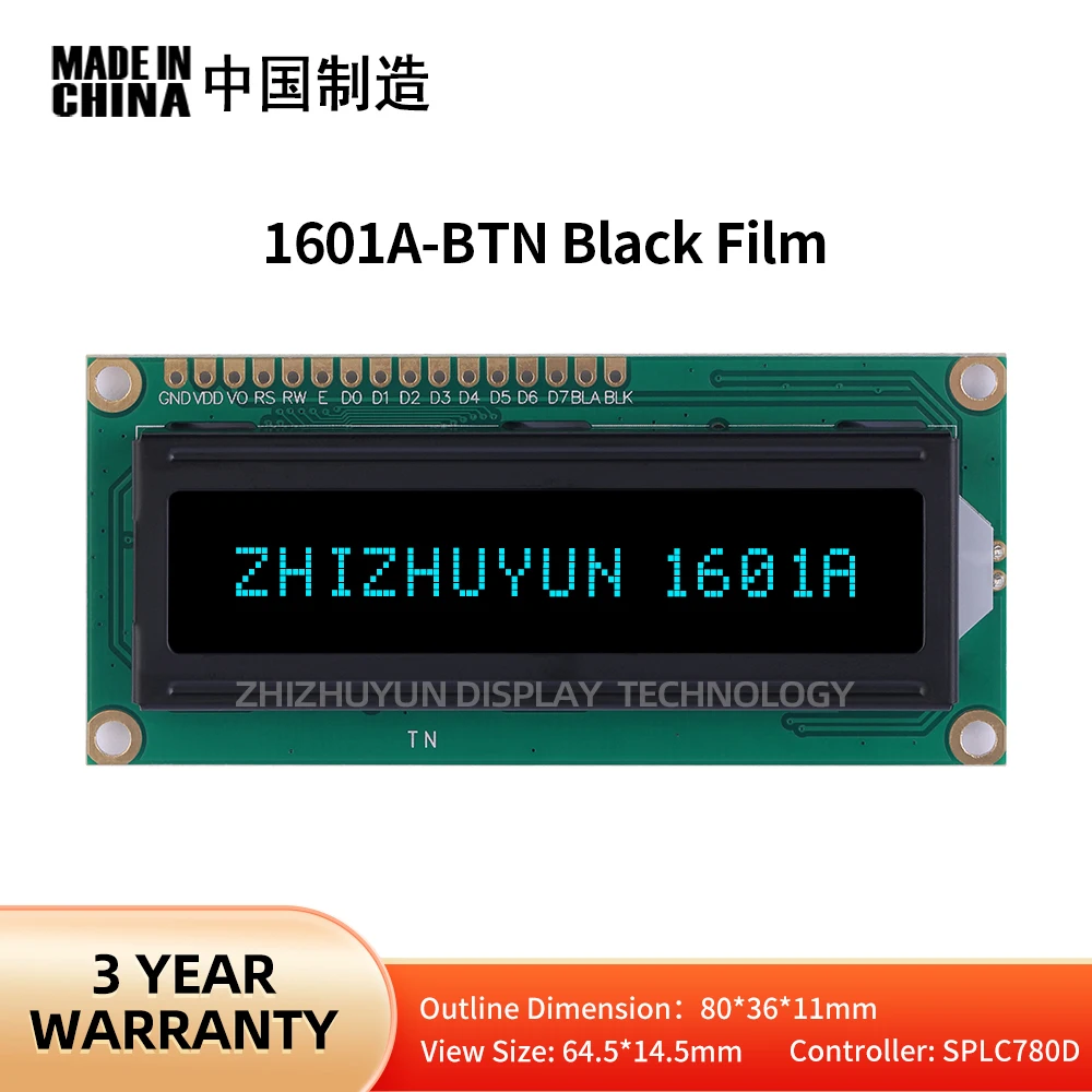 Fornitura Diretta In Fabbrica 1601A Schermo Lcd Inglese Btn Pellicola Nera Caratteri Blu Ghiaccio Tensione 5V 3.3V