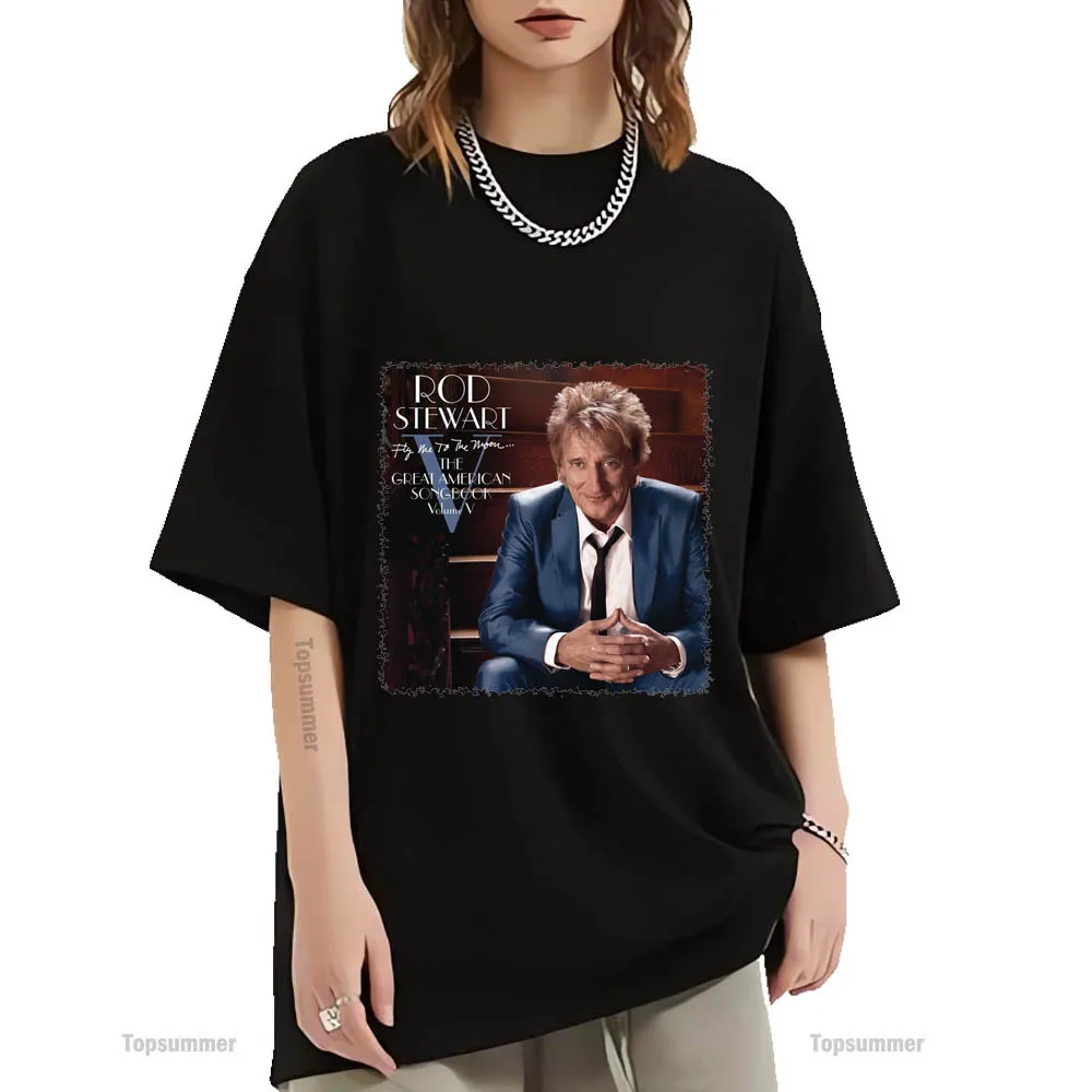 Volami Fino Alla Luna... The Great American Songbook, Vol. V Album T-Shirt Rod Stewart Tour T Shirt Top Oversize