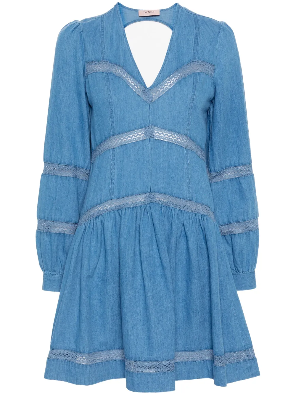 TWINSET flared denim mini dress - Blu