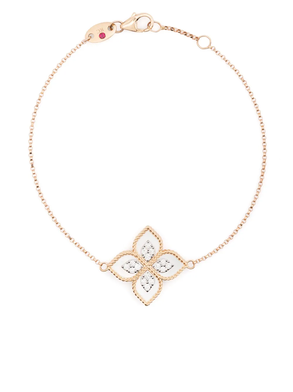 Roberto Coin Bracciale in oro rosa 18kt e diamanti Princess Flower