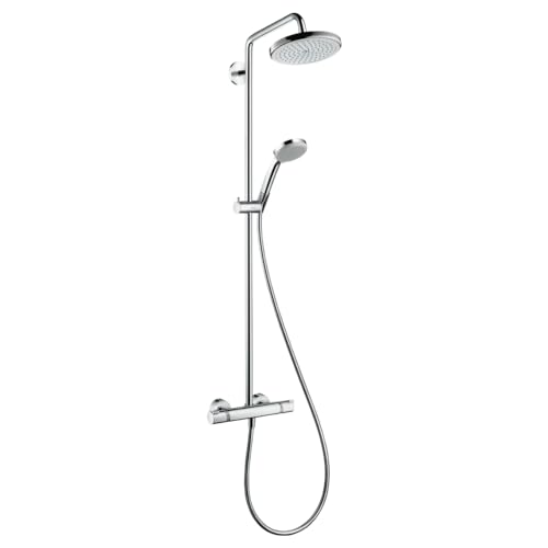 Hansgrohe Duschsystem Croma 220 (Regendusche Mit 4 Strahlarten, Duschkopf, Duschstange Und Thermostat) Chrom