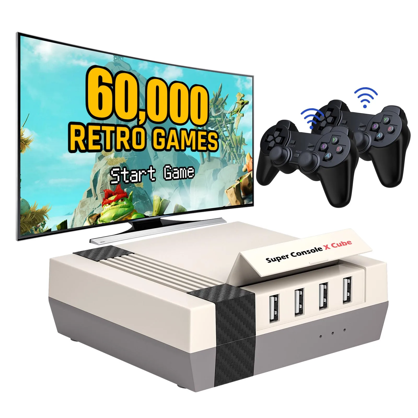 Console Per Videogiochi Kinmatassa Console Di Gioco Retrò Super Console X Cube Con 60,000 + Giochi Classici Compatibili Con Psp/Ps1/Dc, Ecc