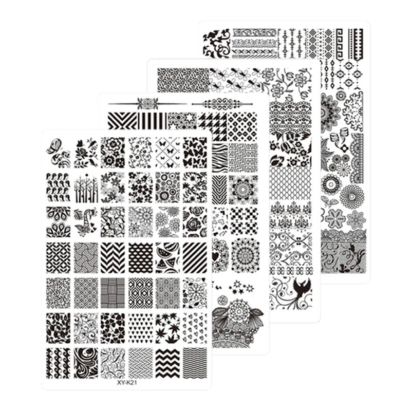 Fiore Foglia Nail Stamping Plate Panda Animal Girl Art Nail Art Piatti Materiale Plastico Linea Immagine Modello Stampa Stampo Stencil